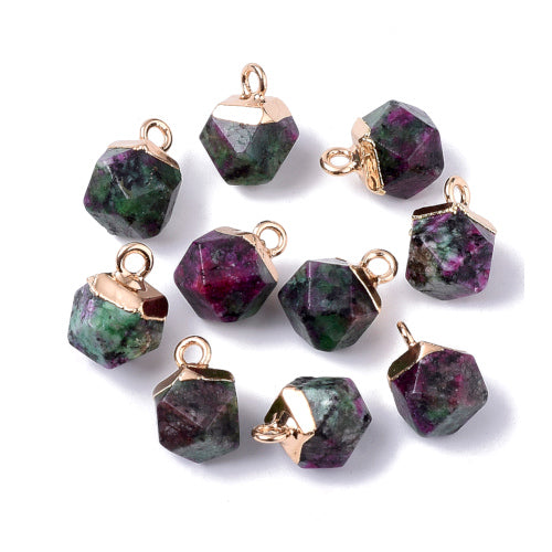 Charms, Ruby In Zoisite, Gemstone, Faceted, 12mm - BEADED CREATIONS