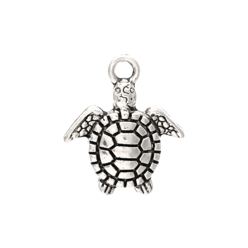 Charms, Sea Turtle, Antique Silver, Alloy, 16mm - BEADED CREATIONS