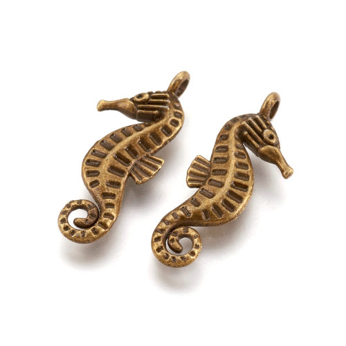 Charms, Seahorse, Antique Bronze, Alloy, 22mm - BEADED CREATIONS