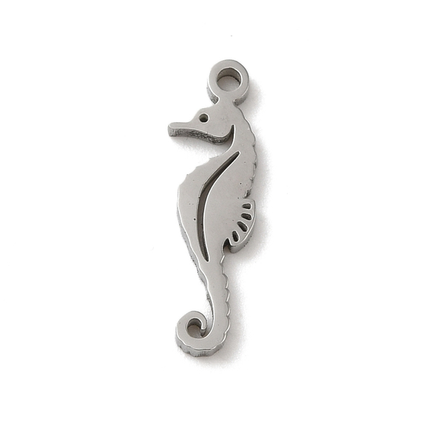 Charms, Seahorse, Laser-Cut, Stainless Steel, Silver, 18mm - BEADED CREATIONS