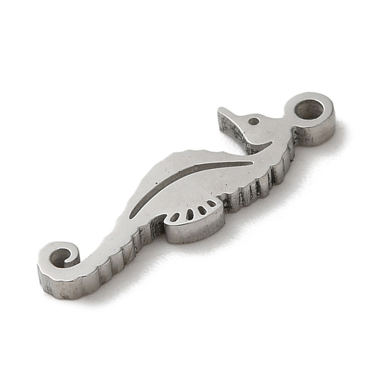 Charms, Seahorse, Laser-Cut, Stainless Steel, Silver, 18mm - BEADED CREATIONS