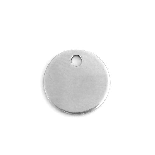 Charms, Stainless Steel, Stamping Blank Tags, Round, Silver, 10mm - BEADED CREATIONS