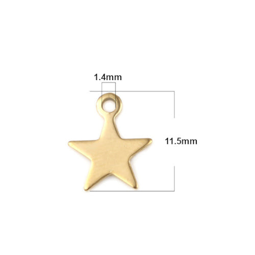 Charms, Stainless Steel, Star, Golden, 11.5mm - BEADED CREATIONS