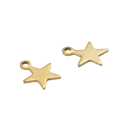 Charms, Stainless Steel, Star, Golden, 11.5mm - BEADED CREATIONS