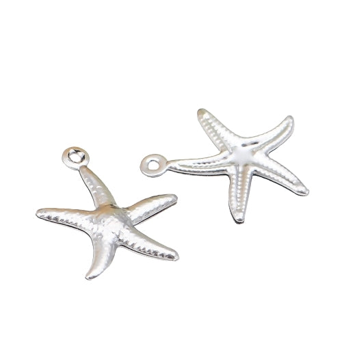 Charms, Stainless Steel, Starfish, Silver, 17.5mm - BEADED CREATIONS