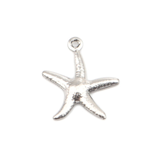 Charms, Stainless Steel, Starfish, Silver, 17.5mm - BEADED CREATIONS