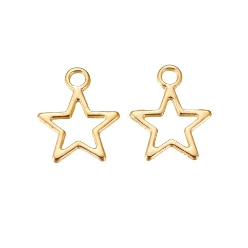 Charms, Star, Cut-Out, Gold Plated, Alloy, 14.5mm - BEADED CREATIONS