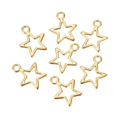 Charms, Star, Cut-Out, Gold Plated, Alloy, 14.5mm - BEADED CREATIONS