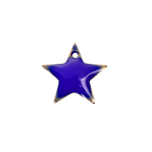 Charms, Star, Double-Sided, Royal Blue, Enameled, Brass, Drops, 12mm - BEADED CREATIONS