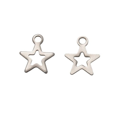 Charms, Star, Openwork, Laser-Cut, Stainless Steel, Silver, 9.5mm - BEADED CREATIONS