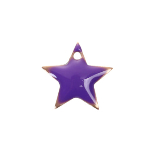 Charms, Star, Purple, Enamel, Brass, 12mm - BEADED CREATIONS