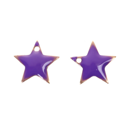 Charms, Star, Purple, Enamel, Brass, 12mm - BEADED CREATIONS