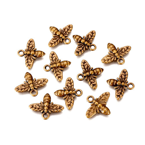 Charms, Tibetan Style, Bees, Antique Bronze, Alloy, 14mm - BEADED CREATIONS