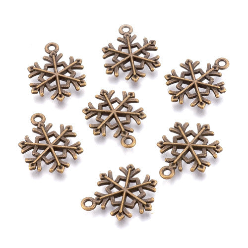Charms, Tibetan Style, Christmas, Snowflake, Antique Bronze, Alloy, 21mm - BEADED CREATIONS