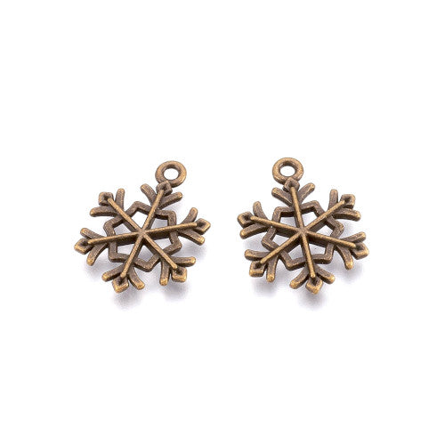 Charms, Tibetan Style, Christmas, Snowflake, Antique Bronze, Alloy, 21mm - BEADED CREATIONS