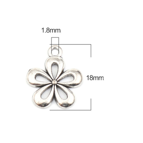 Charms, Tibetan Style, Daisy, Flower, Single-Sided, Antique Silver, Alloy, 15x18mm - BEADED CREATIONS
