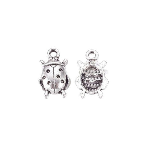 Charms, Tibetan Style, Ladybug, Single-Sided, Antique Silver Alloy, 17.5mm - BEADED CREATIONS