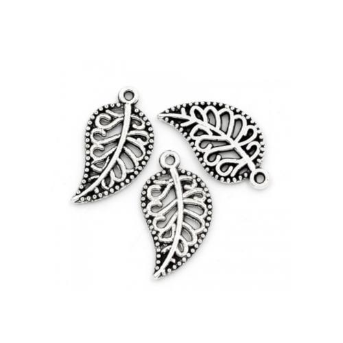 Charms, Tibetan Style, Leaf, Filigree, Antique Silver, Alloy, 18mm - BEADED CREATIONS