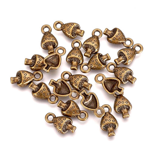 Charms, Tibetan Style, Mushroom, Antique Bronze, Alloy, 13mm - BEADED CREATIONS