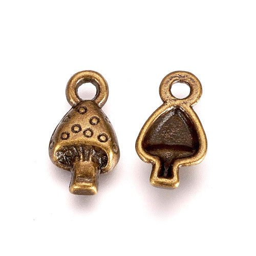 Charms, Tibetan Style, Mushroom, Antique Bronze, Alloy, 13mm - BEADED CREATIONS