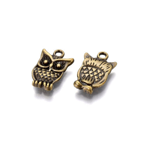 Charms, Tibetan Style, Owl, Antique Bronze, Alloy, 16mm - BEADED CREATIONS