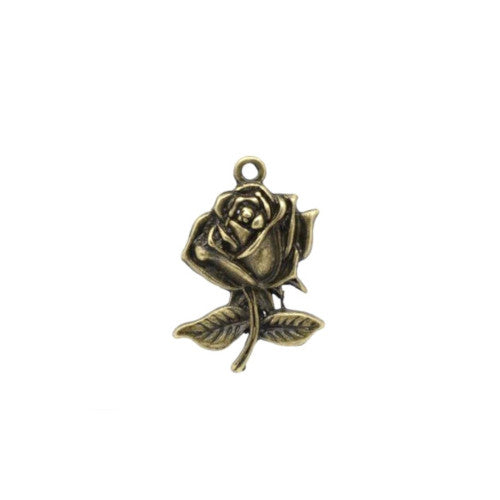 Charms, Tibetan Style, Rose Flower, Antique Bronze, Alloy, 25mm - BEADED CREATIONS