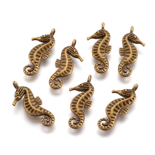 Charms, Tibetan Style, Seahorse, Double-Sided, Antique Bronze, Alloy, 22mm - BEADED CREATIONS