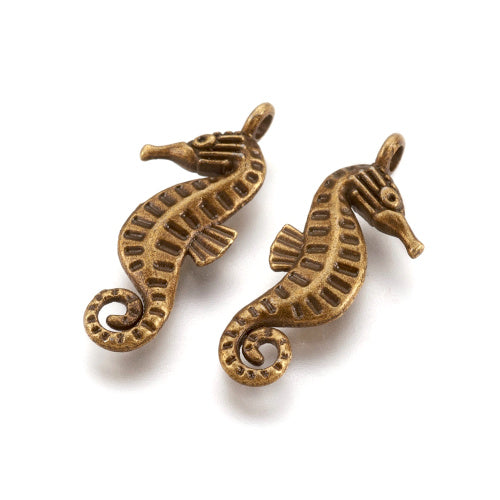 Charms, Tibetan Style, Seahorse, Double-Sided, Antique Bronze, Alloy, 22mm - BEADED CREATIONS