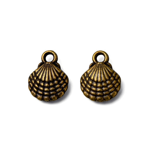 Charms, Tibetan Style, Shell, Antique Bronze, Alloy, 13mm - BEADED CREATIONS