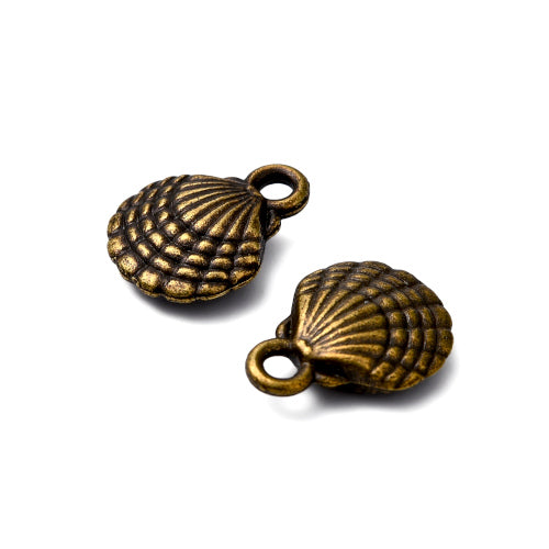 Charms, Tibetan Style, Shell, Antique Bronze, Alloy, 13mm - BEADED CREATIONS