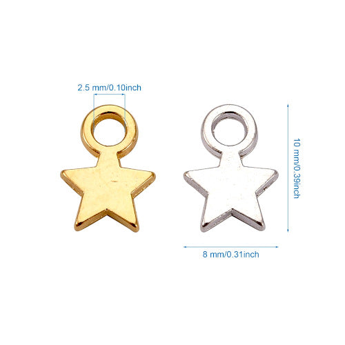 200Pcs Alloy Tibetan Silver Star Charms Pendant For Jewelry Making