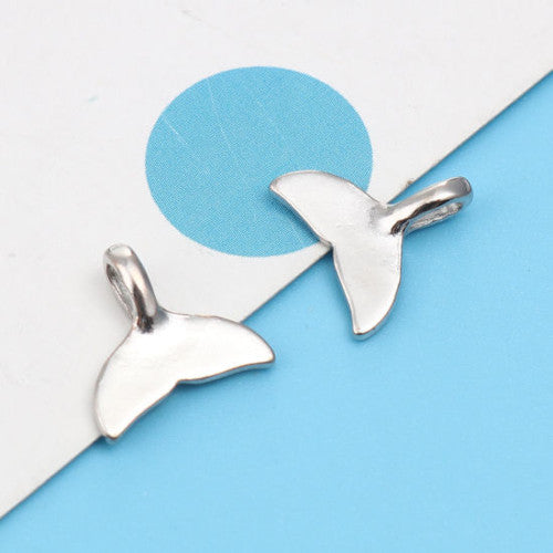 Charms, Whale Tail, Silver Tone, Alloy, 13mm - BEADED CREATIONS