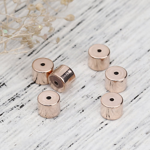 Clasp Beads, Adjustable Slider Clasp, With Silicone Center, Cylinder, Rose Gold, Brass, 5mm - BEADED CREATIONS