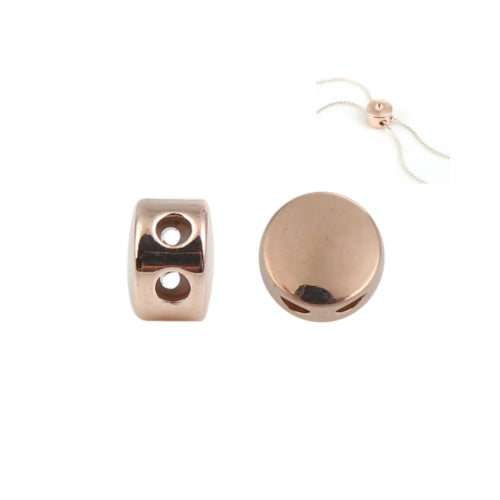Clasp Beads, Adjustable Slider Clasp, With Silicone Center, Round, Rose Gold, Brass, 9mm - BEADED CREATIONS