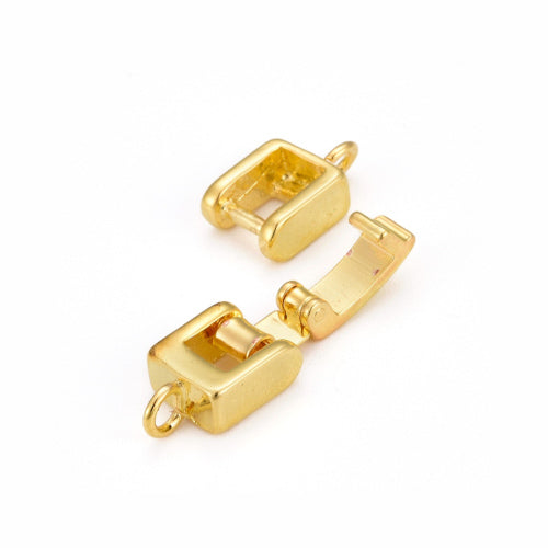 Clasps, Fold Over Clasps, Rectangle, Golden, Brass, 22-24x7x4mm - BEADED CREATIONS