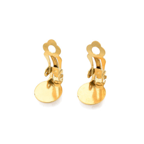 Clip-On Earring Settings, Stainless Steel, Flat Pad, Golden, Fits 10mm - BEADED CREATIONS