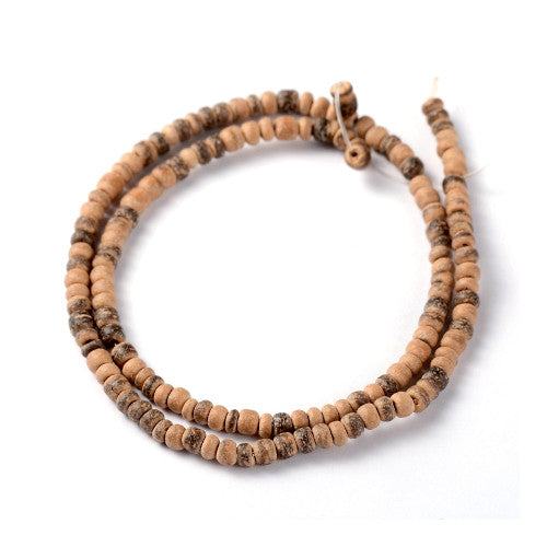 Coconut Wood Beads, Rondelle, Natural,  Brown, 4mm - BEADED CREATIONS