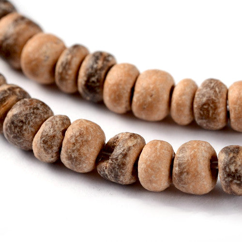 Coconut Wood Beads, Rondelle, Natural,  Brown, 4mm - BEADED CREATIONS