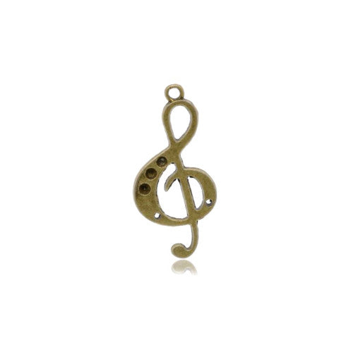 Connector Links, Music Note, Treble Clef, Antique Bronze, Alloy, 36mm - BEADED CREATIONS