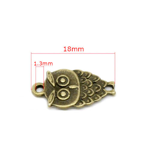 Connector Links, Owl, Antique Bronze, Alloy, 18mm - BEADED CREATIONS