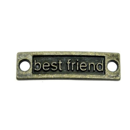 Connector Links, Rectangle, Best Friend, Antique Bronze, Alloy, 28mm - BEADED CREATIONS