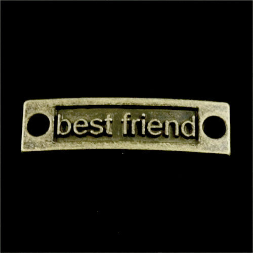 Connector Links, Rectangle, Best Friend, Antique Bronze, Alloy, 28mm - BEADED CREATIONS