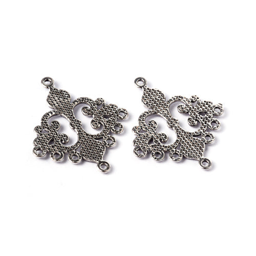 Connectors, Chandelier, Fleur-De-Lis, Antique Silver, Alloy, 36mm - BEADED CREATIONS