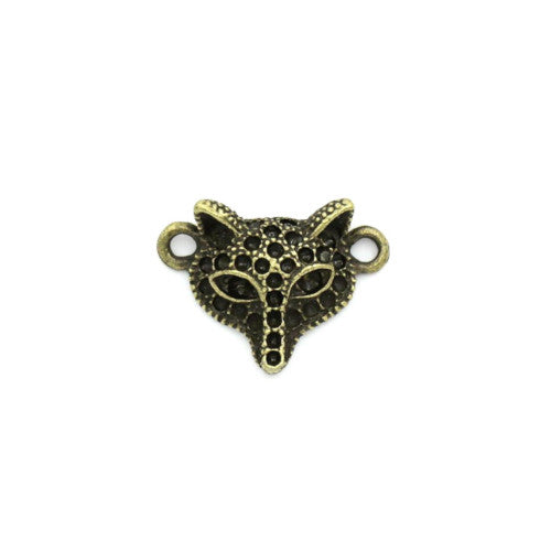 Connectors, Fox Head, Chaton, Antique Bronze, Alloy, Focal, Link, 21mm - BEADED CREATIONS
