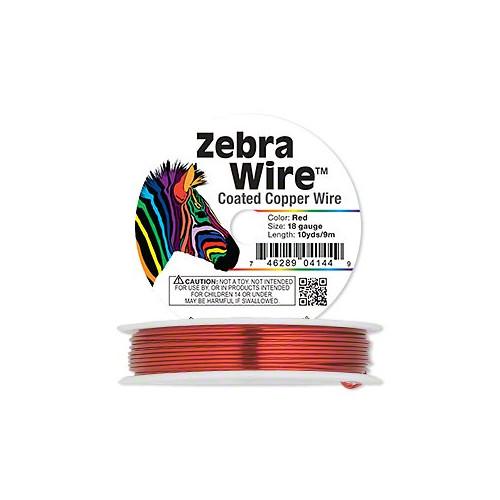 Copper Wire, Zebra Wire™,  Round, Color Coated, Red, 1.02mm, 18 Gauge - BEADED CREATIONS