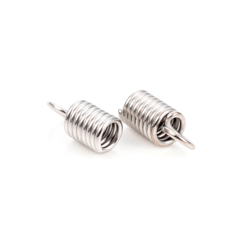 Cord Coils, Stainless Steel, Silver, 10.4x4.4mm, Fits 3mm Cord - BEADED CREATIONS