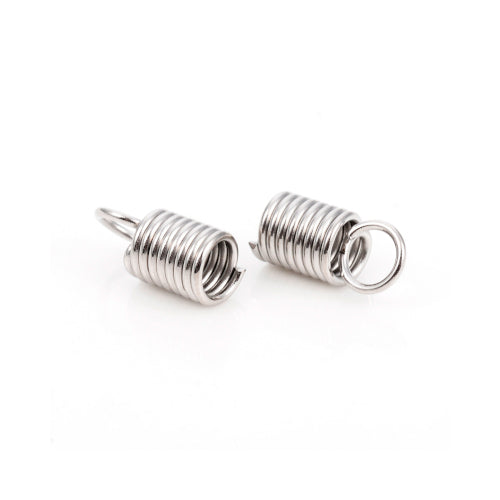 Cord Coils, Stainless Steel, Silver, 10.8x5mm, Fits 3.5mm Cord - BEADED CREATIONS