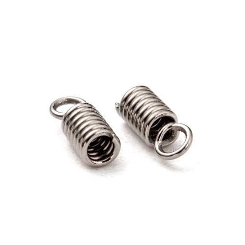 Cord Coils, Stainless Steel, Silver, 8x3mm, Fits 2mm Cord - BEADED CREATIONS