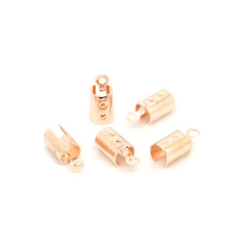 Cord Ends, Brass, Tube Crimps, With Loop, Rose Gold, 12x5mm - BEADED CREATIONS