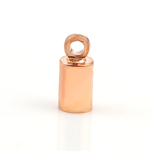 Cord Ends, Cylinder, Glue-In, Iron, Rose Gold, 9x5mm - BEADED CREATIONS